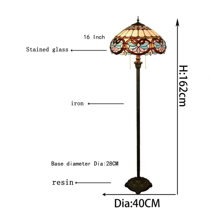 YWXLight Retro Glass Mosaic Lampshade Floor Lamp Living Room Dining Room Bedroom Decoration Light