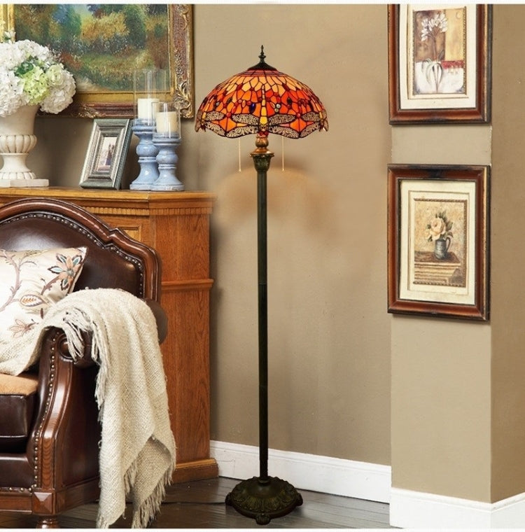 YWXLight Retro Stained Glass Creative Beautiful Lampshade Living Room Dining Room Bedroom Bar Club Floor Lamp