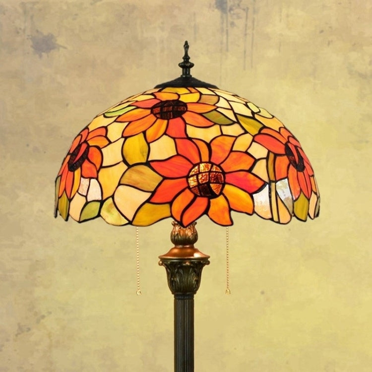 YWXLight Sun Flower Bronze Floor Lamp Unique Glass Mosaic Lampshade Living Room Dining Room Bedroom Decoration Lamp