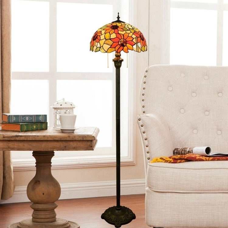 YWXLight Sun Flower Bronze Floor Lamp Unique Glass Mosaic Lampshade Living Room Dining Room Bedroom Decoration Lamp