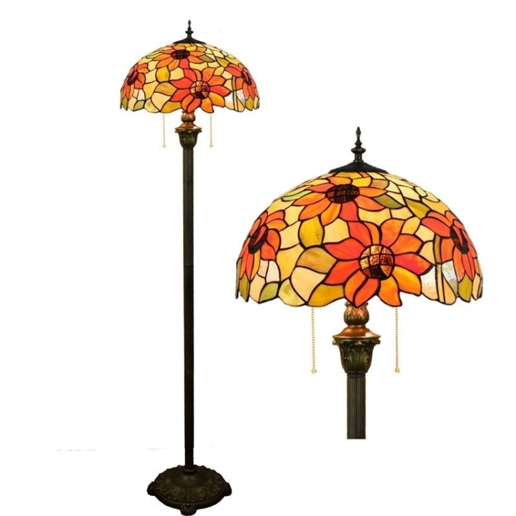 YWXLight Sun Flower Bronze Floor Lamp Unique Glass Mosaic Lampshade Living Room Dining Room Bedroom Decoration Lamp