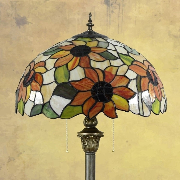 YWXLight Sun Flower Bronze Floor Lamp Unique Glass Mosaic Lampshade Living Room Dining Room Bedroom Decoration Lamp
