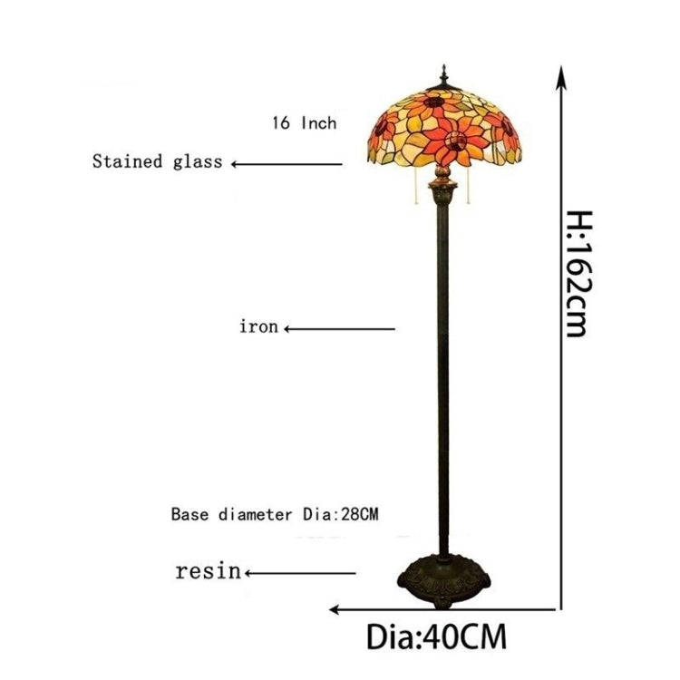 YWXLight Sun Flower Bronze Floor Lamp Unique Glass Mosaic Lampshade Living Room Dining Room Bedroom Decoration Lamp