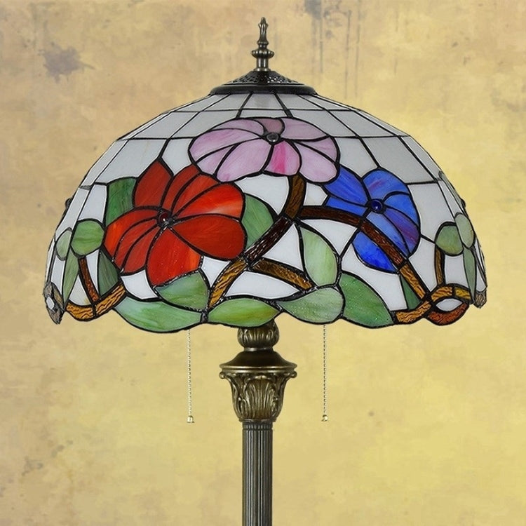 YWXLight Morning Glory Pastoral Creative Floor Lamp Stained Glass Shade Living Room Dining Room Bedroom Bedside Decoration Lamp