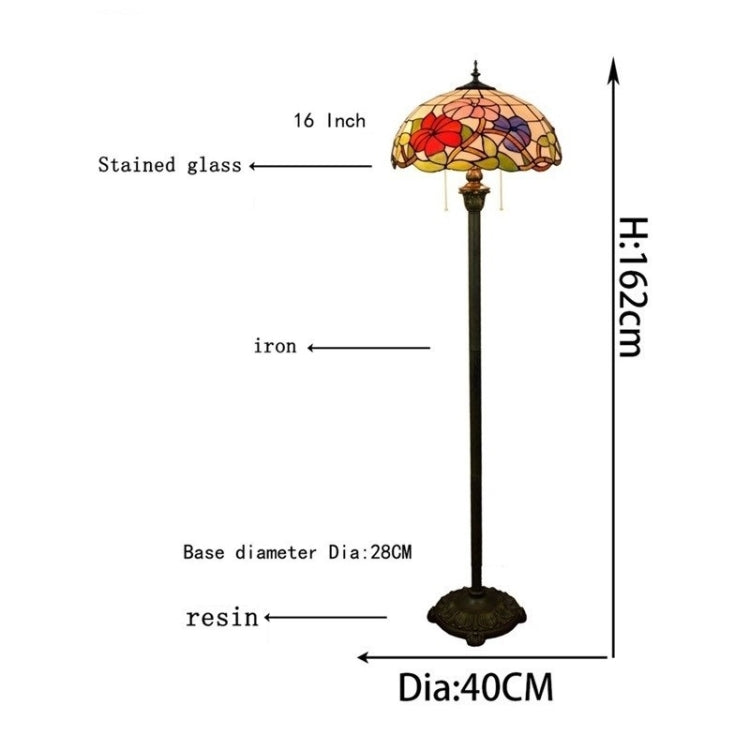 YWXLight Morning Glory Pastoral Creative Floor Lamp Stained Glass Shade Living Room Dining Room Bedroom Bedside Decoration Lamp