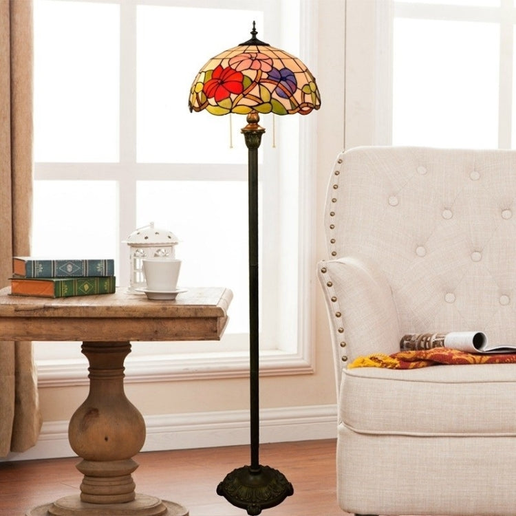 YWXLight Morning Glory Pastoral Creative Floor Lamp Stained Glass Shade Living Room Dining Room Bedroom Bedside Decoration Lamp
