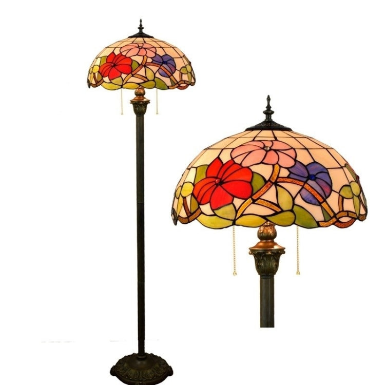 YWXLight Morning Glory Pastoral Creative Floor Lamp Stained Glass Shade Living Room Dining Room Bedroom Bedside Decoration Lamp