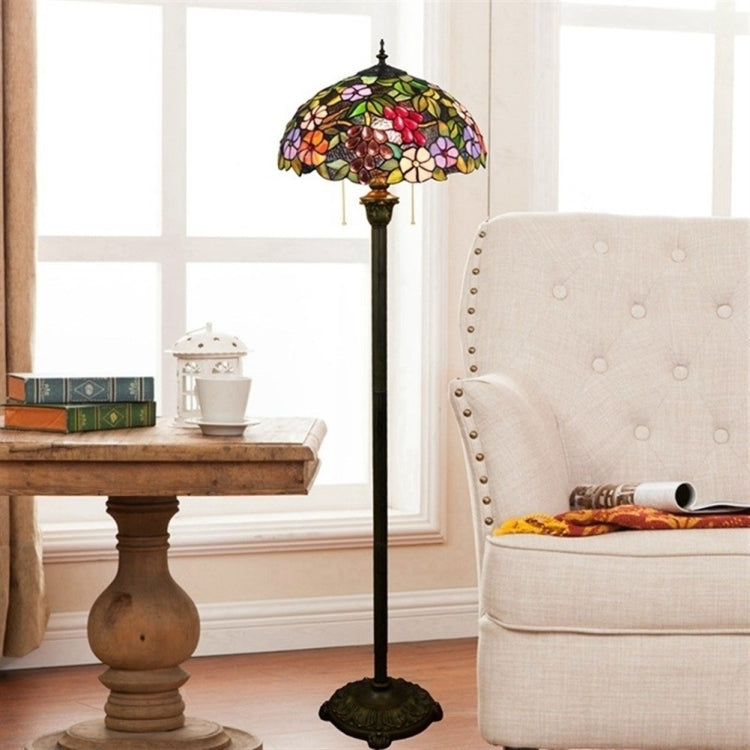 YWXLight Retro Creative Grape Flower Floor Lamp Living Room Dining Room Color Glass Lampshade Decoration Lamp