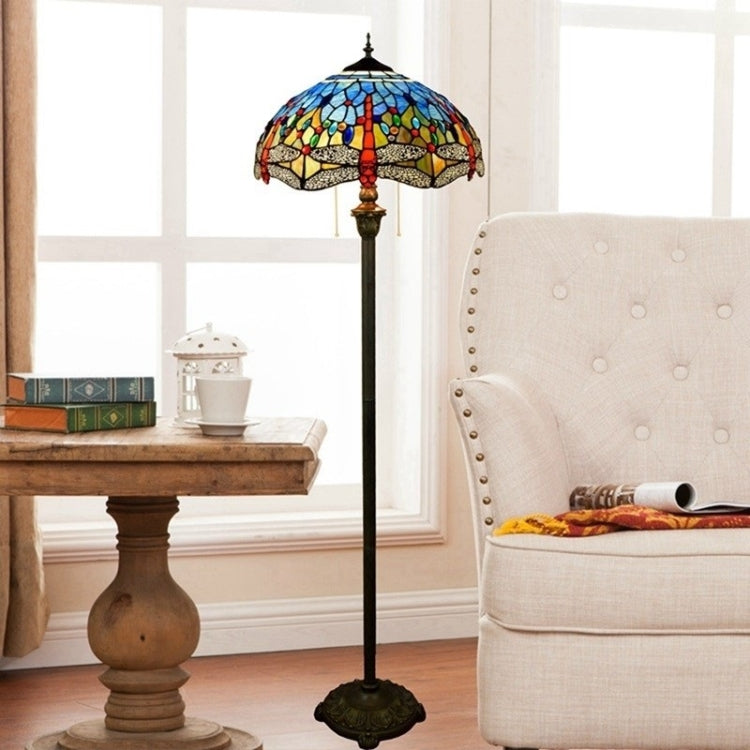 YWXLight Mediterranean Stained Glass Mosaic Art Lampshade Creative Retro Living Room Dining Room Floor Lamp Decorative Light