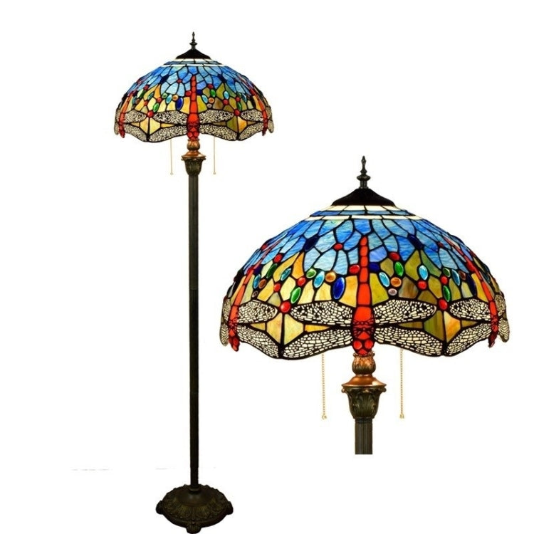 YWXLight Mediterranean Stained Glass Mosaic Art Lampshade Creative Retro Living Room Dining Room Floor Lamp Decorative Light