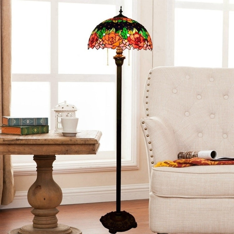 YWXLight Vintage Rose Floor Lamp Colored Glass Shade Living Room Restaurant Bar Decoration Light