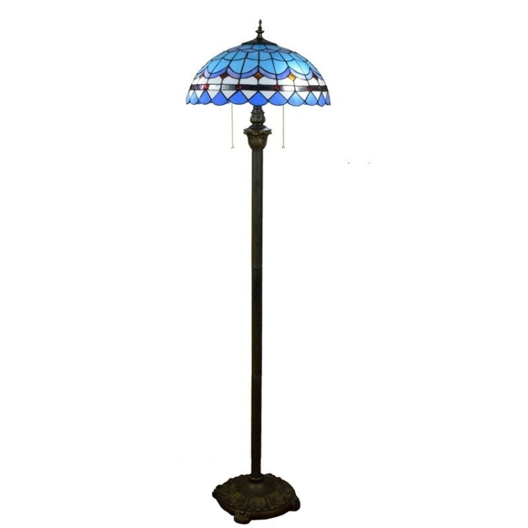 YWXLight Mediterranean Vintage Stained Glass Lampshade Dining Room Bedroom Living Room Bedside Floor Lamp
