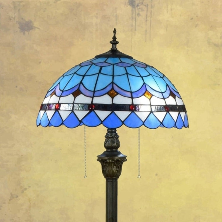 YWXLight Mediterranean Vintage Stained Glass Lampshade Dining Room Bedroom Living Room Bedside Floor Lamp