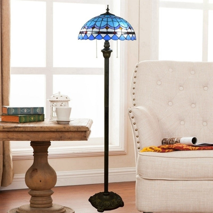YWXLight Mediterranean Vintage Stained Glass Lampshade Dining Room Bedroom Living Room Bedside Floor Lamp
