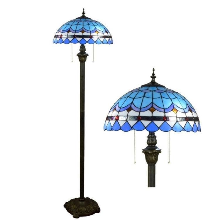 YWXLight Mediterranean Vintage Stained Glass Lampshade Dining Room Bedroom Living Room Bedside Floor Lamp