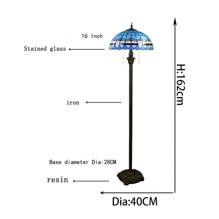 YWXLight Mediterranean Vintage Stained Glass Lampshade Dining Room Bedroom Living Room Bedside Floor Lamp
