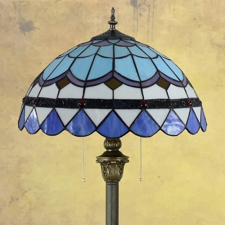 YWXLight Mediterranean Vintage Stained Glass Lampshade Dining Room Bedroom Living Room Bedside Floor Lamp