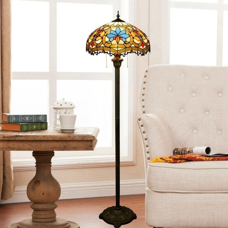 YWXLight Retro Creative Lighting Floor Lamp Stained Glass Lampshade Living Room Dining Room Bedroom Bar Hotel Decoration Lamp