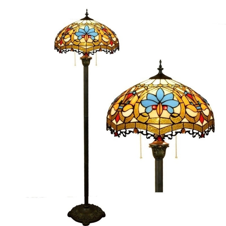YWXLight Retro Creative Lighting Floor Lamp Stained Glass Lampshade Living Room Dining Room Bedroom Bar Hotel Decoration Lamp
