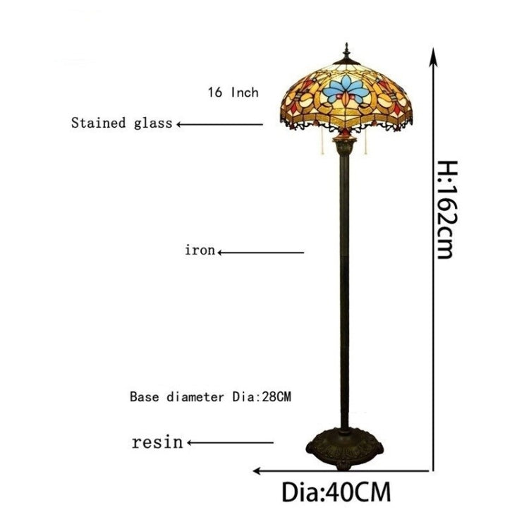 YWXLight Retro Creative Lighting Floor Lamp Stained Glass Lampshade Living Room Dining Room Bedroom Bar Hotel Decoration Lamp