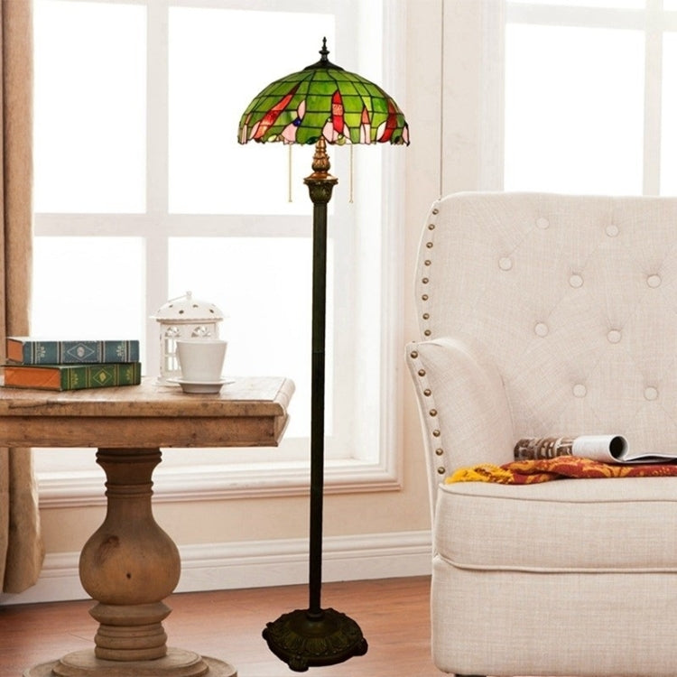 YWXLight Vintage Garden Stained Glass Floor Lamp Living Room Dining Room Bedroom Decoration Lamp