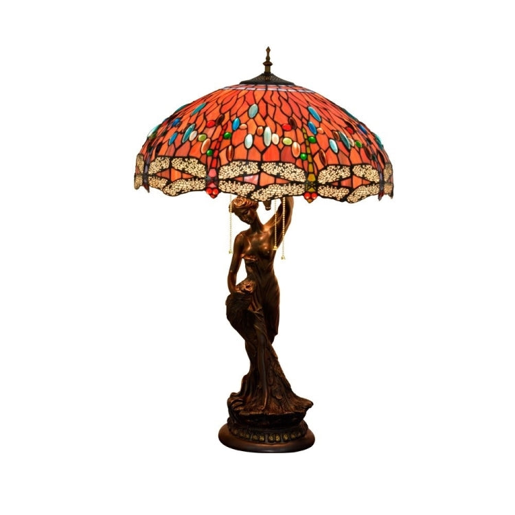 YWXLight Stained Glass Lampshade Lighting Art Living Room Restaurant Bar Lobby Base Table Lamp