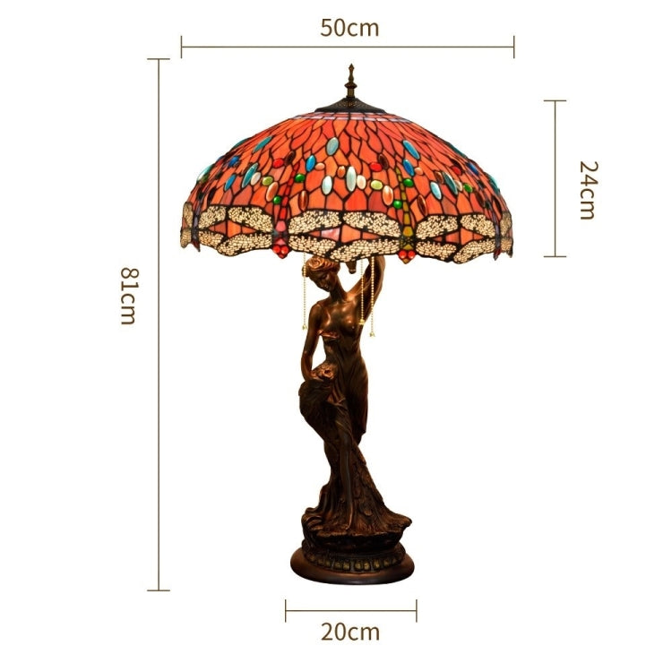 YWXLight Stained Glass Lampshade Lighting Art Living Room Restaurant Bar Lobby Base Table Lamp