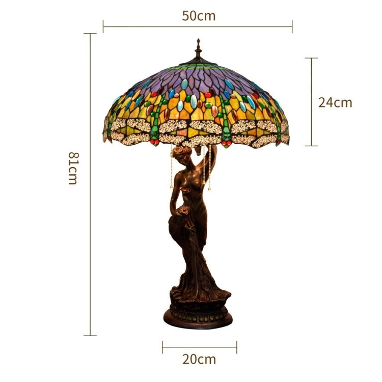 YWXLight Creative Living Room Dining Room Bedroom Large Decorative Exquisite Color Glass Lampshade Table Lamp