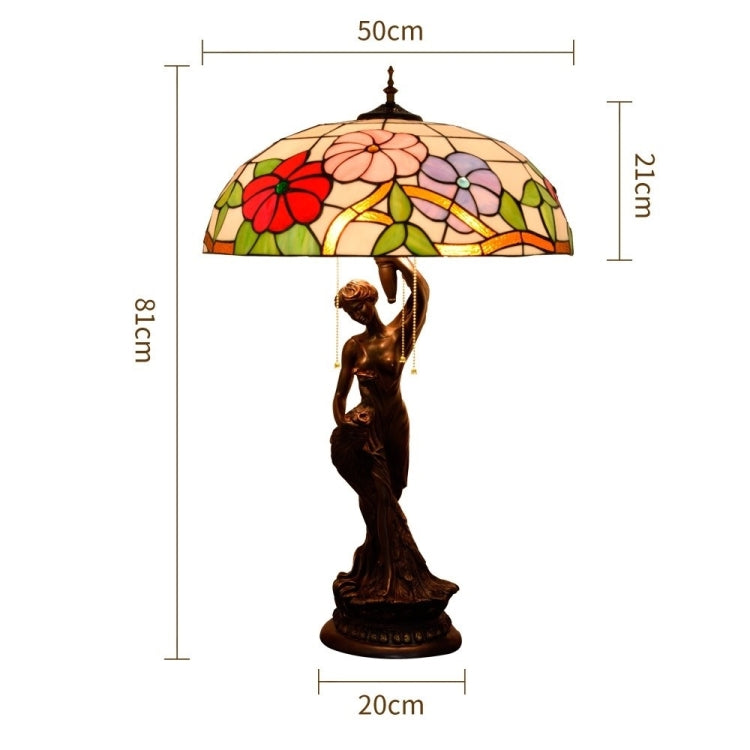 YWXLight Creative Pastoral Morning Glory Desk Lamp Stained Glass Mosaic Lampshade Retro Art Decoration Lamp