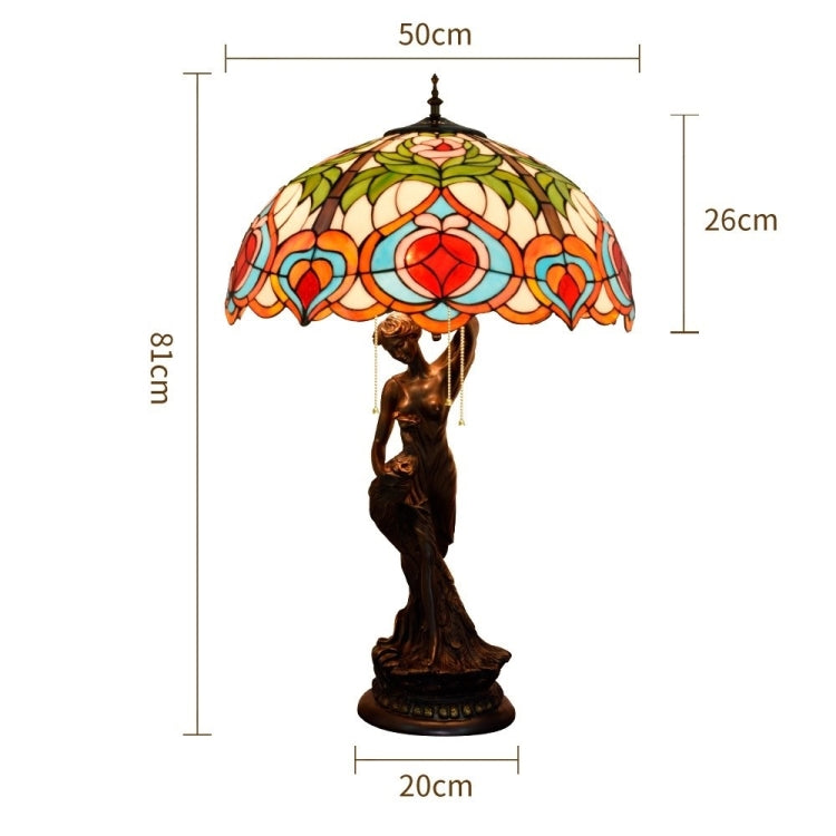YWXLight Retro Stained Glass Lampshade Living Room Dining Room Bedroom Large Art Table Lamp