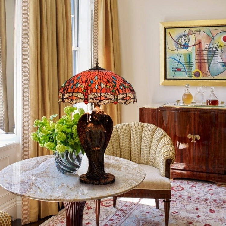 YWXLight Enamel Color Glass Mosaic Lampshade Retro Lighting Table Lamp Living Room Dining Room Bedroom Bar Club Decoration Light