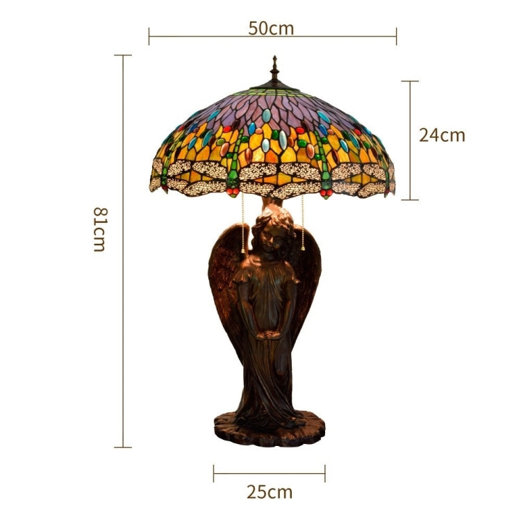 YWXLight Mediterranean Retro Creative Stained Glass Lampshade Lighting Table Lamp Living Room Art Decoration Light