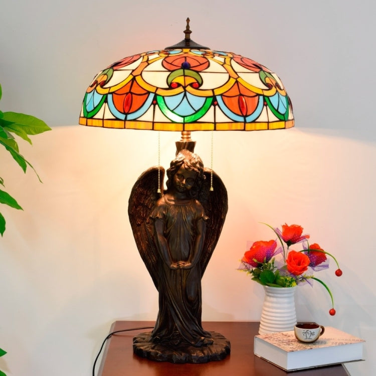YWXLight Retro Creative Angel Unique Glass Mosaic Lampshade Table Lamp Living Room Dining Room Bedroom Personality Decorative Light
