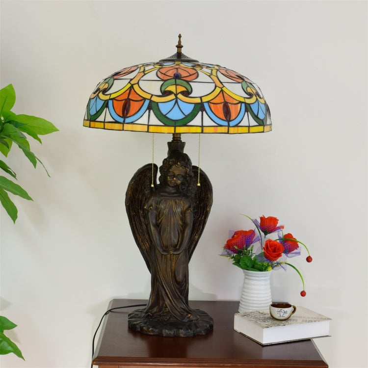 YWXLight Retro Creative Angel Unique Glass Mosaic Lampshade Table Lamp Living Room Dining Room Bedroom Personality Decorative Light