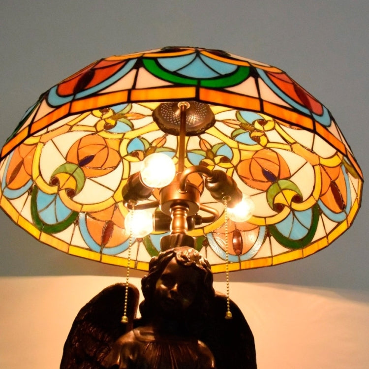 YWXLight Retro Creative Angel Unique Glass Mosaic Lampshade Table Lamp Living Room Dining Room Bedroom Personality Decorative Light