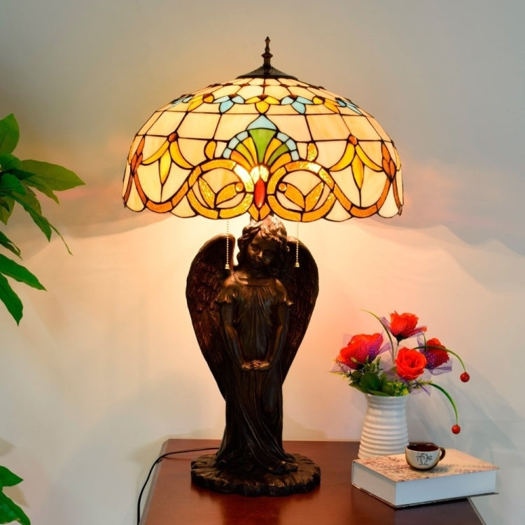 YWXLight Retro Creative Stained Glass Lampshade Table Lamp Living Room Restaurant Hotel Decoration Light