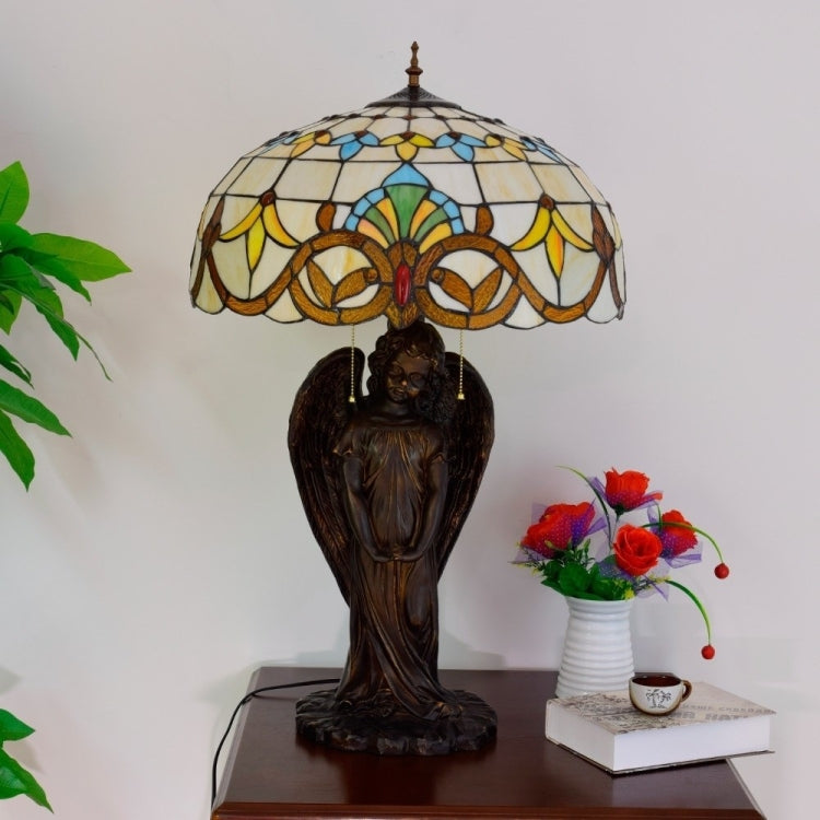 YWXLight Retro Creative Stained Glass Lampshade Table Lamp Living Room Restaurant Hotel Decoration Light