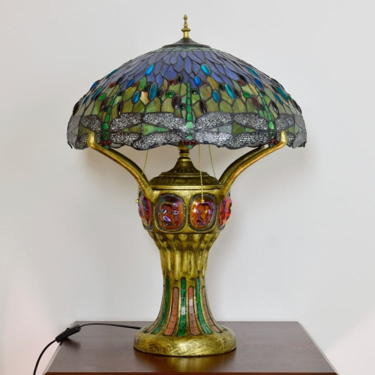 YWXLight Antique Mosaic Glass Lampshade Table Lamp Living Room Bedroom Bar Front Desk Decoration Light