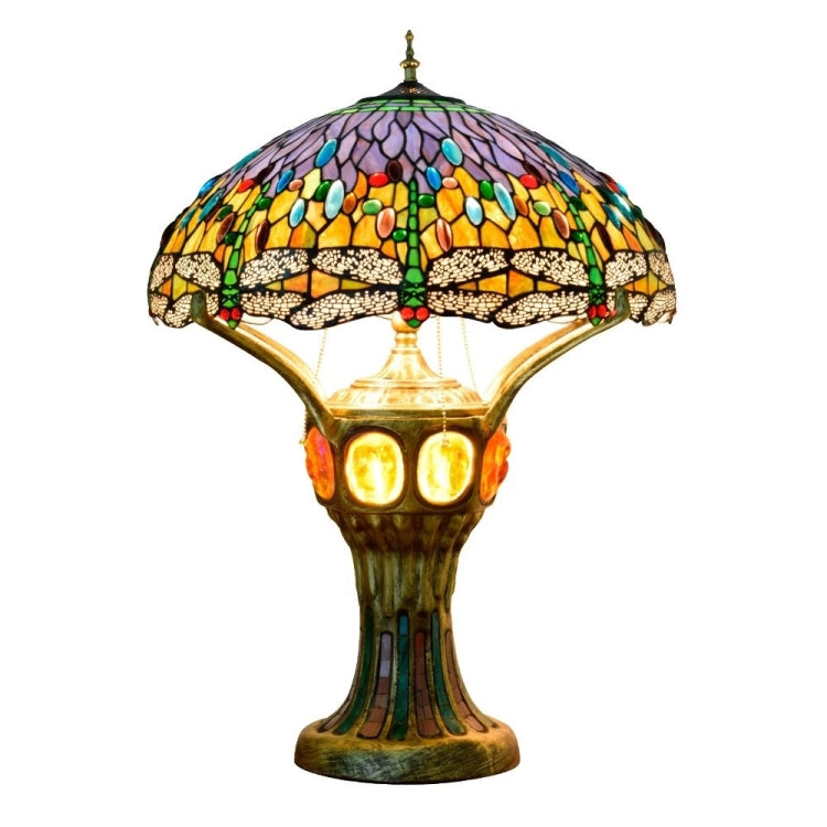 YWXLight Antique Mosaic Glass Lampshade Table Lamp Living Room Bedroom Bar Front Desk Decoration Light