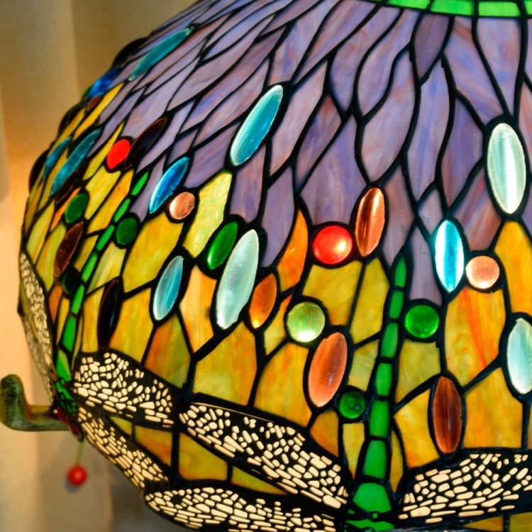 YWXLight Antique Mosaic Glass Lampshade Table Lamp Living Room Bedroom Bar Front Desk Decoration Light