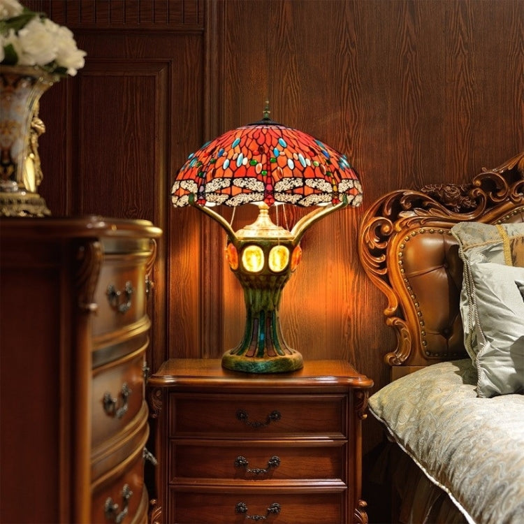 YWXLight Retro Creative Stained Glass Lampshade Lighting Table Lamp Living Room Showroom Office Hotel Decoration Light
