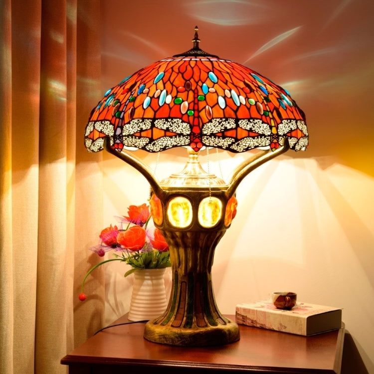 YWXLight Retro Creative Stained Glass Lampshade Lighting Table Lamp Living Room Showroom Office Hotel Decoration Light