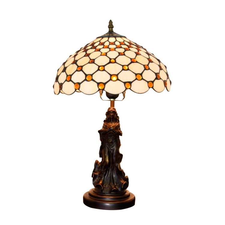 YWXLight Retro Stained Glass Lampshade Table Lamp Living Room Dining Room Bedroom Bedside Light