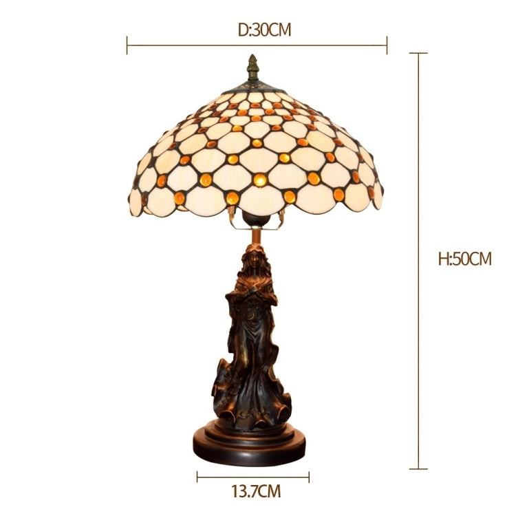 YWXLight Retro Stained Glass Lampshade Table Lamp Living Room Dining Room Bedroom Bedside Light