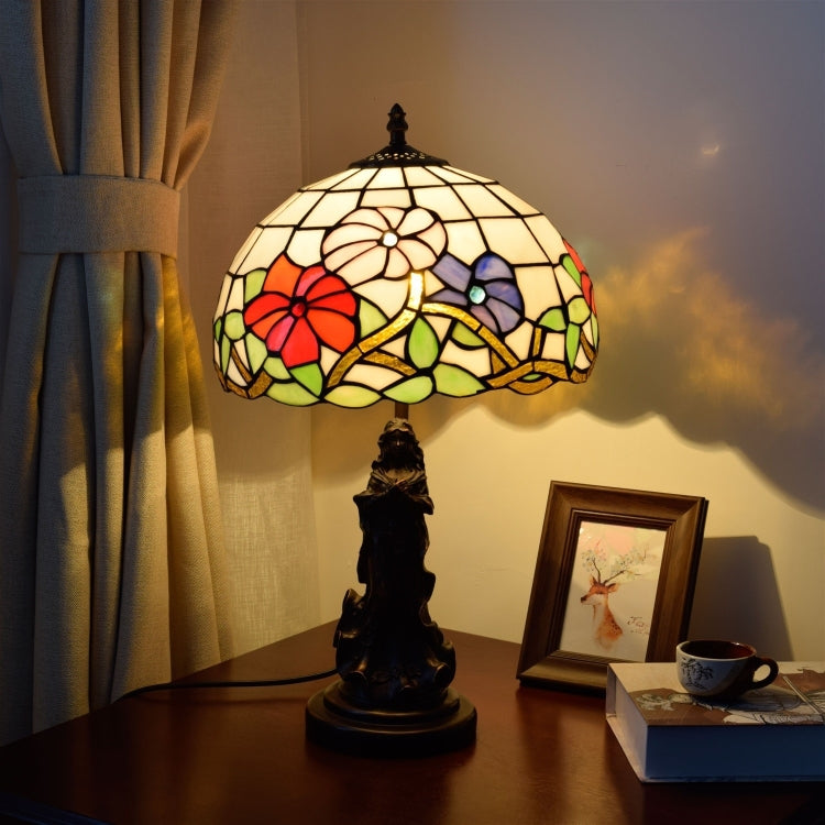 YWXLight Retro Stained Glass Lampshade Table Lamp Living Room Dining Room Bedroom Bedside Decoration Light