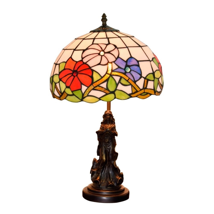 YWXLight Retro Stained Glass Lampshade Table Lamp Living Room Dining Room Bedroom Bedside Decoration Light