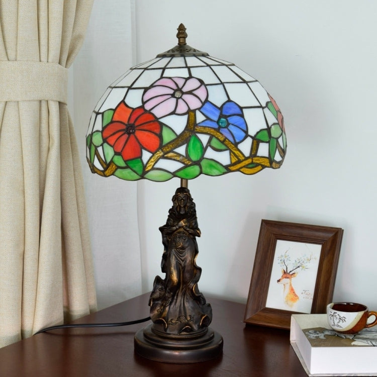 YWXLight Retro Stained Glass Lampshade Table Lamp Living Room Dining Room Bedroom Bedside Decoration Light
