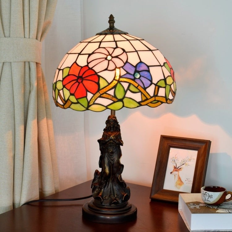YWXLight Retro Stained Glass Lampshade Table Lamp Living Room Dining Room Bedroom Bedside Decoration Light