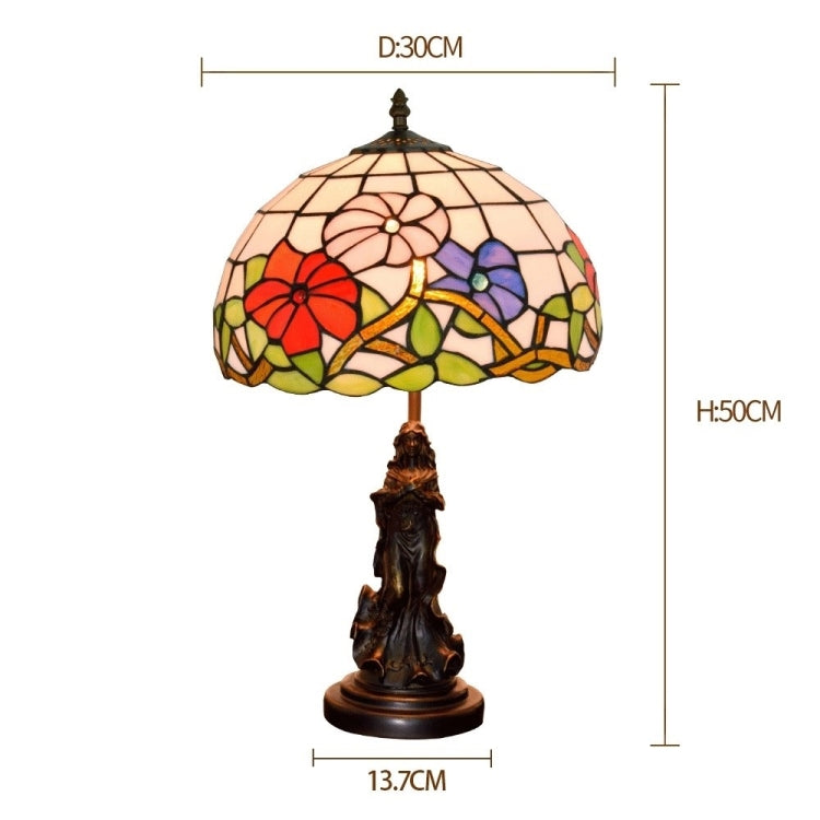 YWXLight Retro Stained Glass Lampshade Table Lamp Living Room Dining Room Bedroom Bedside Decoration Light