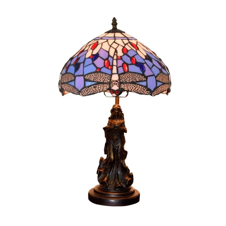 YWXLight Mediterranean Stained Glass Lampshade Table Lamp Restaurant Bedroom Bedside Lighting Counter Lamp